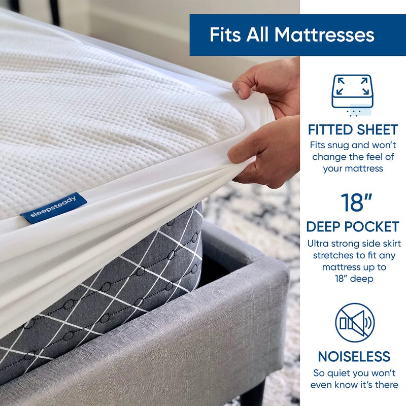 Sleepsteady Twin Size Luxury Tencel Mattress Protector, 100% Waterproof, Ultra Soft, Naturally Cooling & Breathable, Deep Pocket Cover Up to 18" - Image 5